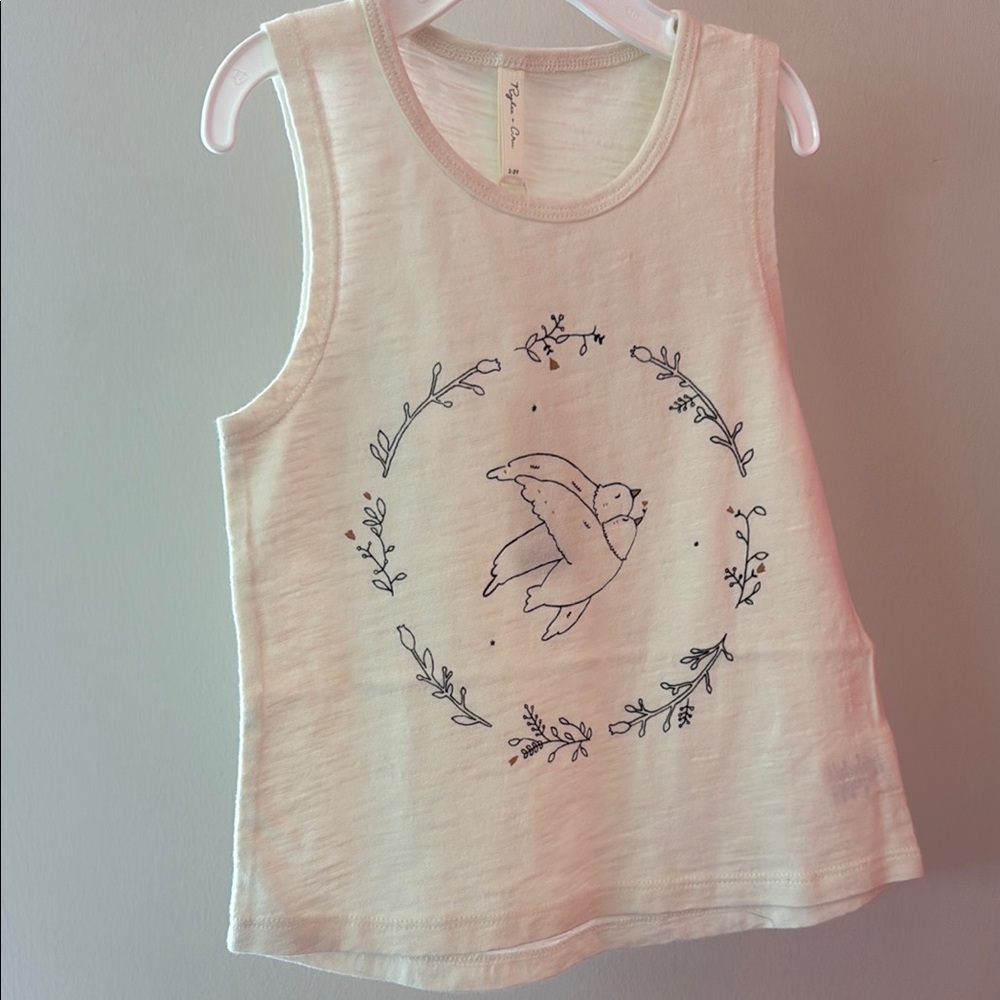 Rylee + Cru Cream Floral Bunny Tank Top 2-3y